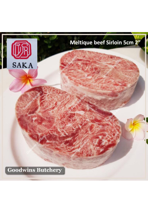 Beef Sirloin AUSTRALIA MELTIQUE wagyu alike (Striploin / New York Strip / Has Luar) frozen SAKA ROAST MINI 5cm 2" (price/pc 750g)